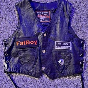 Toddler Child’s Biker Vest Black Leather Harley Davidson Custom